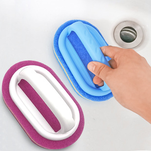 Cleaning Brush with Handle, Sponge Scrubber for Kitchen Cleaning, Thickened Bathtub Brush, Tile Bathroom Brush, Pot Brush, Sink Brush