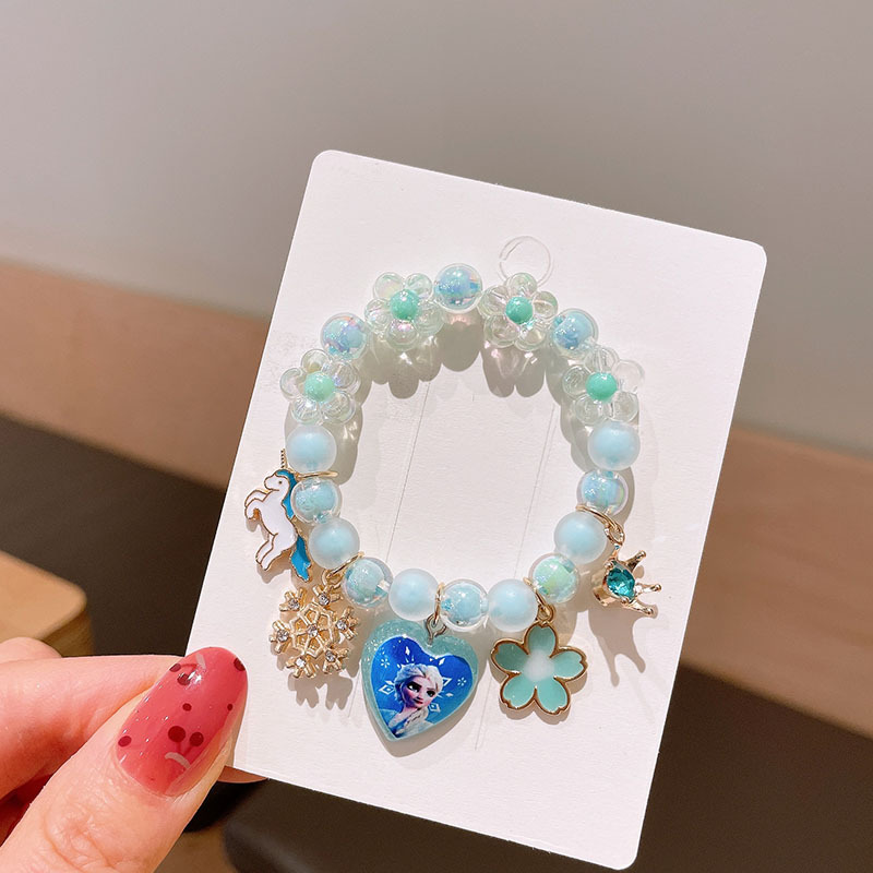 Pulsera de los niños de dibujos animados Mujer Princesa cuentas de vidrio Linda niña bebé pulsera estudiante joyería al por mayor