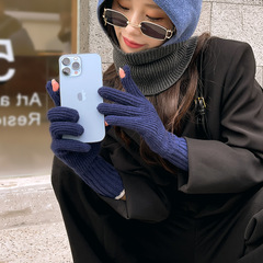 Autumn/Winter Wool Gloves for Women - Korean Style, Fingerless Touchscreen Student Half-Finger Wool Knit Gloves, Windproof and Warm Five-Finger Knitted Gloves