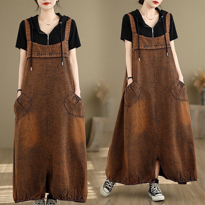 2026 New Fashion Denim Overalls, Lantern Pants, Cross-Over Pants, Denim Jumpsuit, Loose Pants Skirt