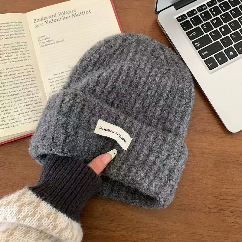 Style Autumn Winter Warm Face Slimming Cold-proof Knitted For Women Korean Patch Soft Pullover Cold Hat_voghion.com