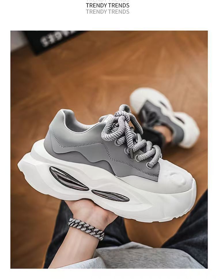 Men's Casual Dad Shoes Thick-soled Height-increasing Sports Trainers_voghion.com