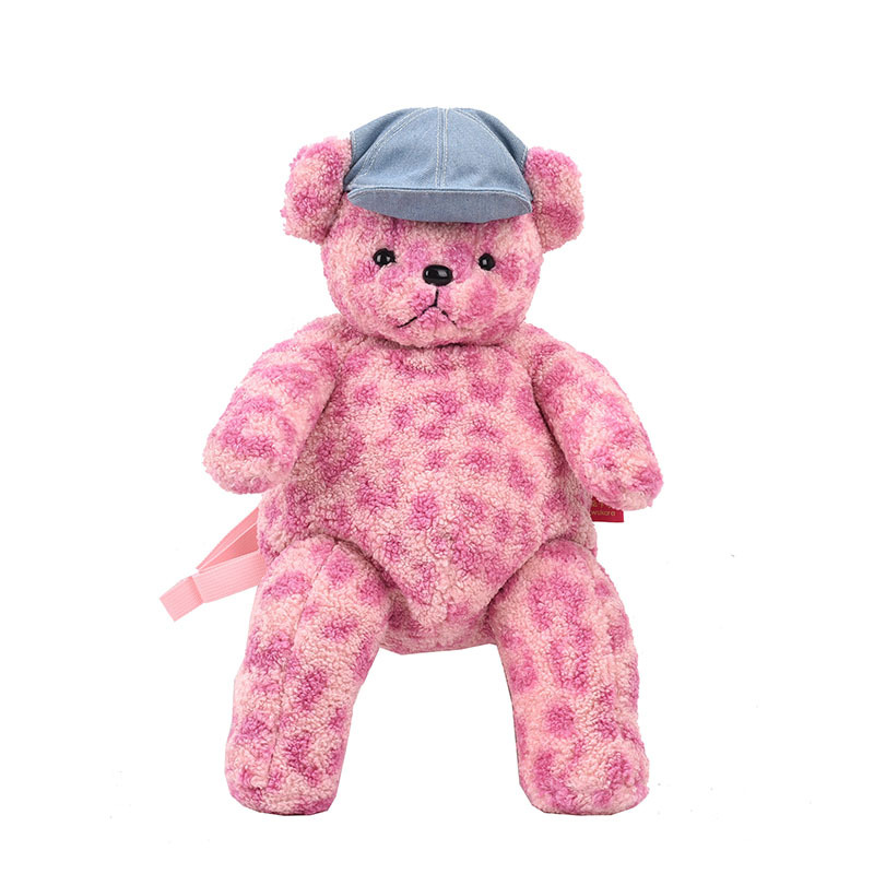 Leopardo estampado oso de peluche mochila de mujer caricatura lindo muñeca mochila 2026 nueva mochila de comercio exterior mujer