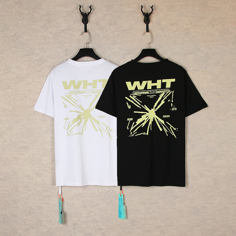 Cross-Border In-Stock Off White Ow Summer Character Print Series Oversized Unisex Short-Sleeve T-Shirt Cross-Border In-Stock Off White Ow Summer Character Print Series Oversized Unisex Short-Sleeve T-Shirt