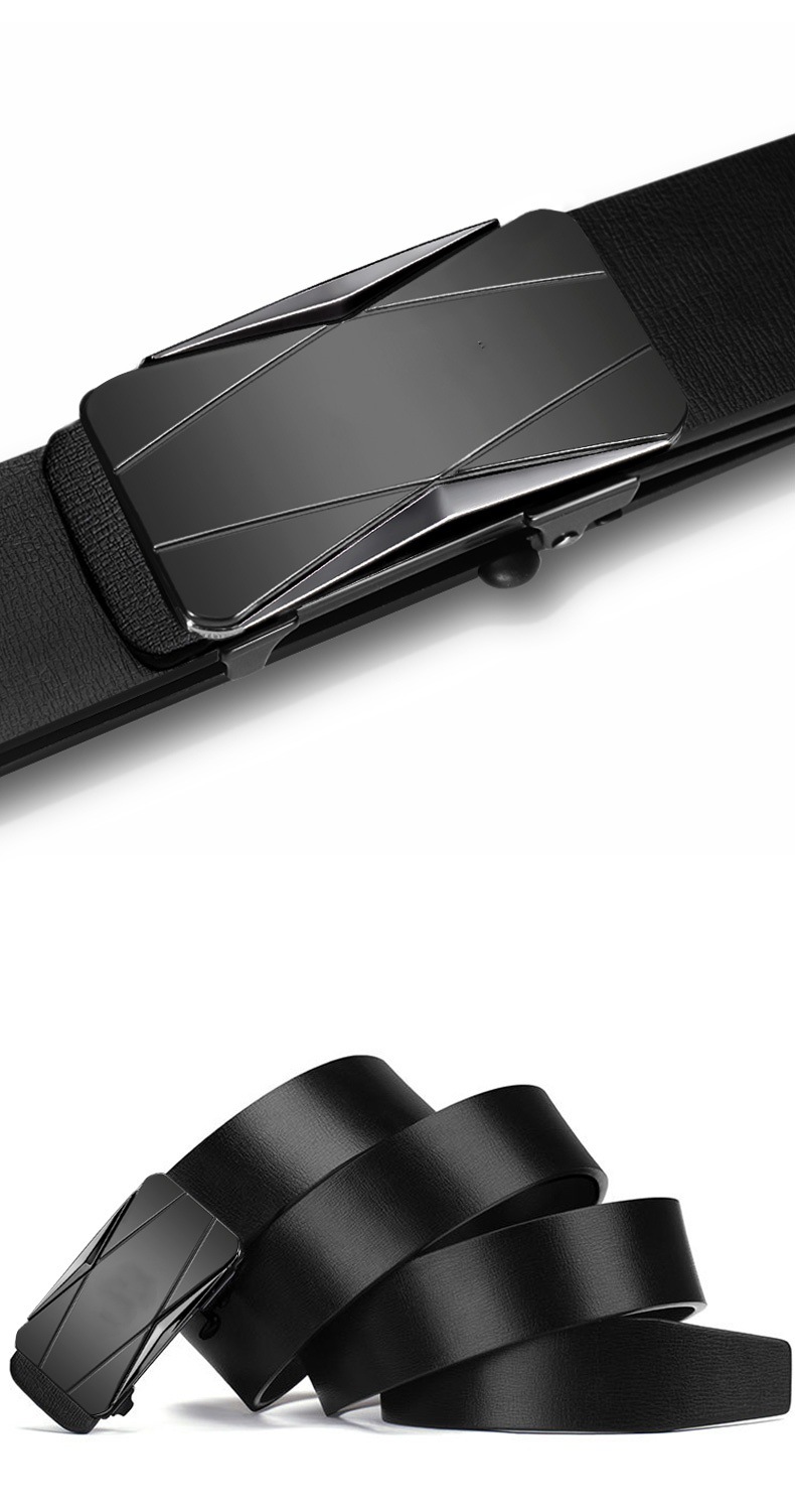 New foreign trade cross-border best-selling seamless alloy automatic buckle two-layer genuine cowhide men's belt in stock