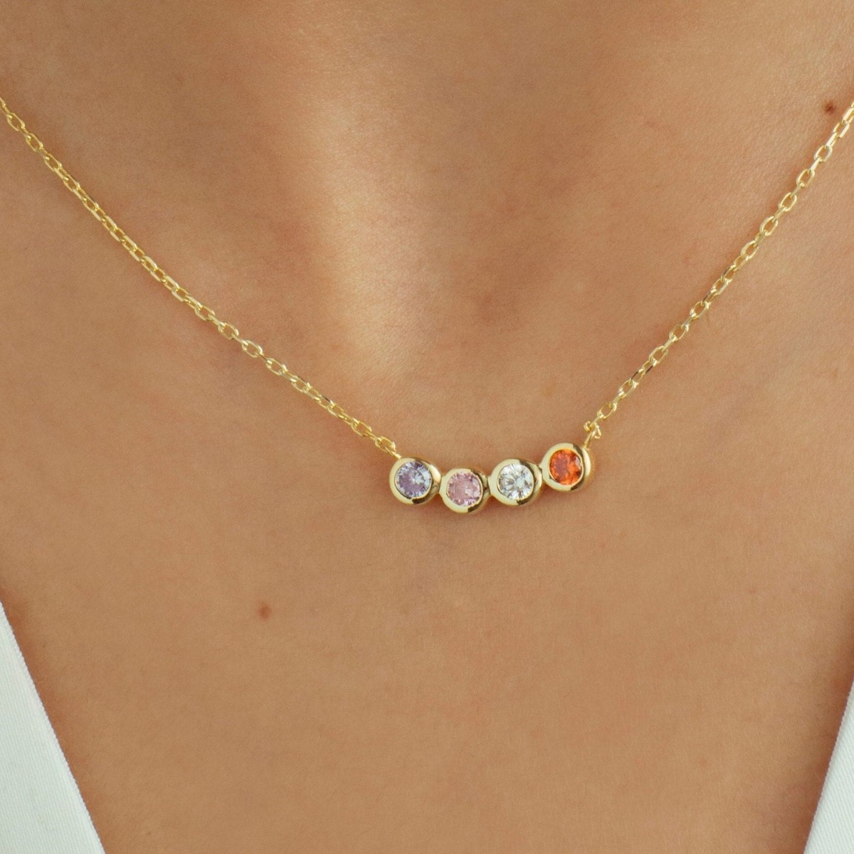 Niche Luxury Necklace Round Rainbow Bubble Zircon Necklace Gold-Plated Smile Clavicle Chain Cross-Border Aliexpress Wish
