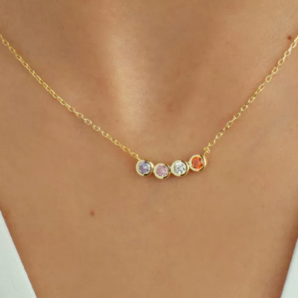 Niche Luxury Necklace Round Rainbow Bubble Zircon Necklace Gold-Plated Smile Clavicle Chain Cross-Border Aliexpress Wish