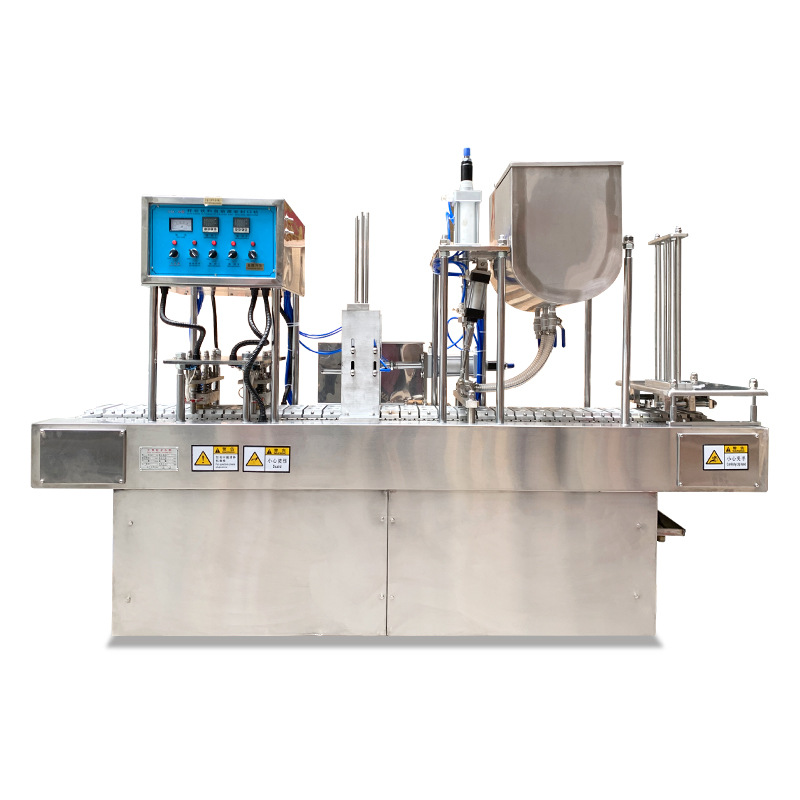 宠物食品半自动一出二封杯机片膜自动封口机直线性式封口机械设备