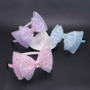 New Children's Big Bow Sparkling Sequins Hair Hoop Baby Girl Hair Card Mesh Sweet Activity Performance Headband Hair Accessories