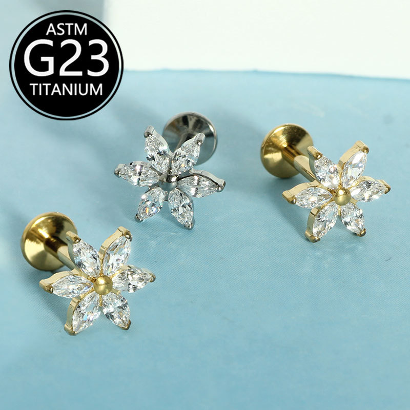 Pointed titanium steel lip stud product view