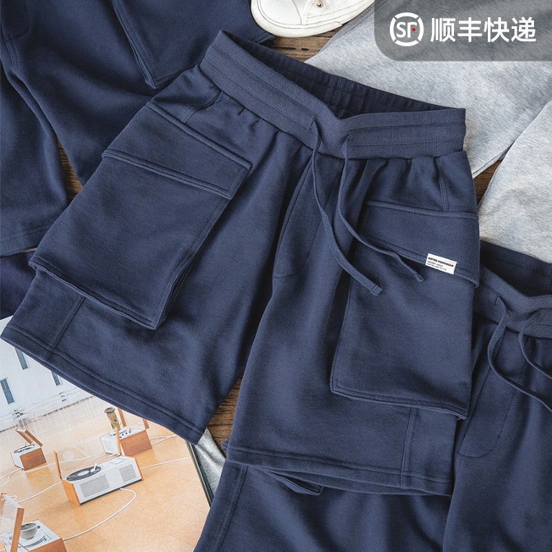 Madden Workwear American P44 파라슈트 반바지 일본 순면 스포츠 니트 Ami 카키 5점 스웨트 팬츠 남성 여름