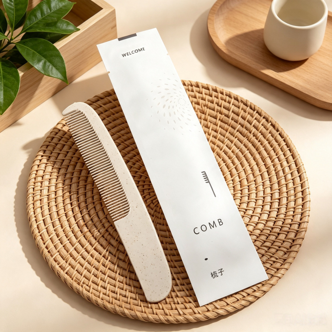 High-end hotel and guesthouse disposable toiletries, portable two-color long-handled hair comb for homestays