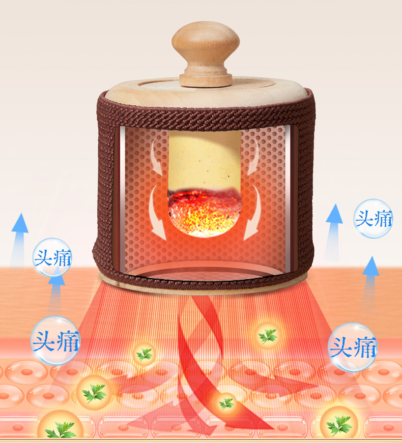 Baihui Moxibustion Box Portable Wooden Head Moxa Burner for Baihui Point Home and Travel Use key features