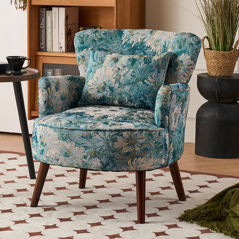 Balcón sala de estar sofá de tela estilo chino estilo americano sofá casual silla de cabecera retró casual silla de sofá