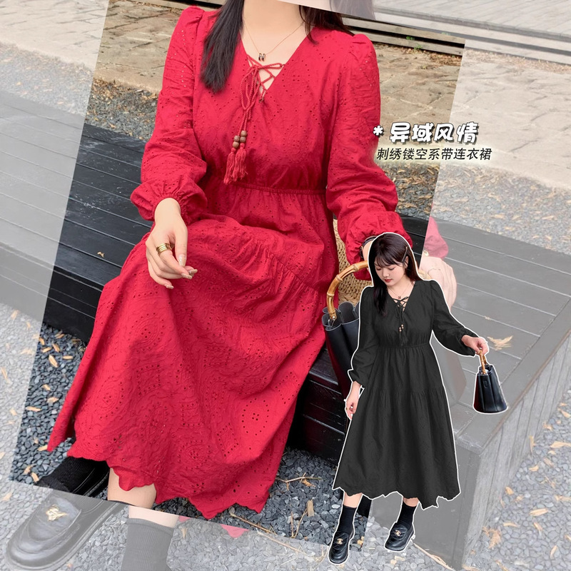 K2826 Plus Size Dress Bohemian Exotic Cotton Embroider Fat Girl's Clothes Plus Size Women's Clothing K2826 Plus Size Dress Bohemian Exotic Cotton Embroider Fat Girl's Clothes Plus Size Women's Clothing