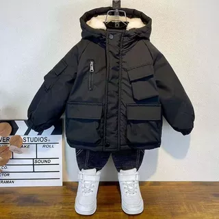 童装男童冬装棉衣外套2026新款儿童加绒加厚棉服宝宝时髦棉袄上衣