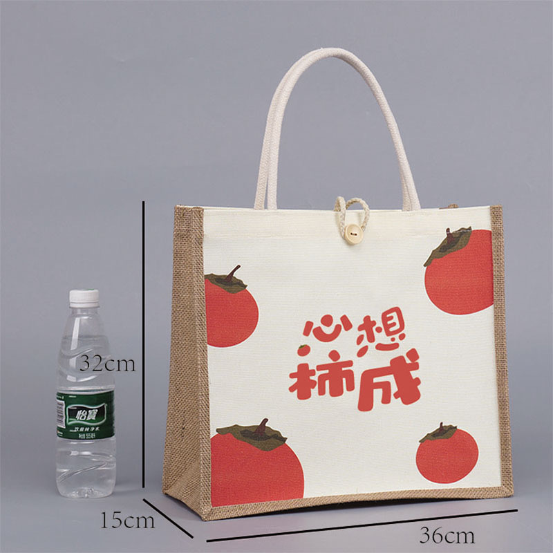 Bolsas de lino personalizadas Renacimiento DIY bolsa de compras de yute Bento impermeable gran capacidad no impresa bolsa de lino image 30