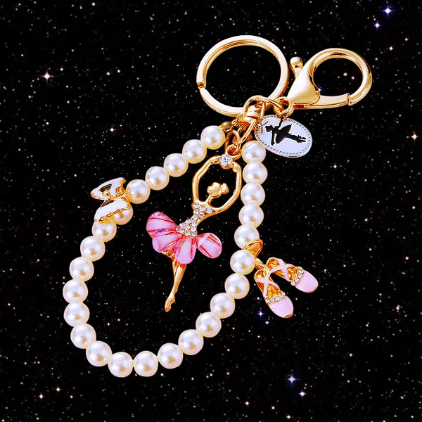 Pearl Ballet Angel Car Keychain Metal Cute Women Bag Pendant Keychain Creative Little Girl Gift