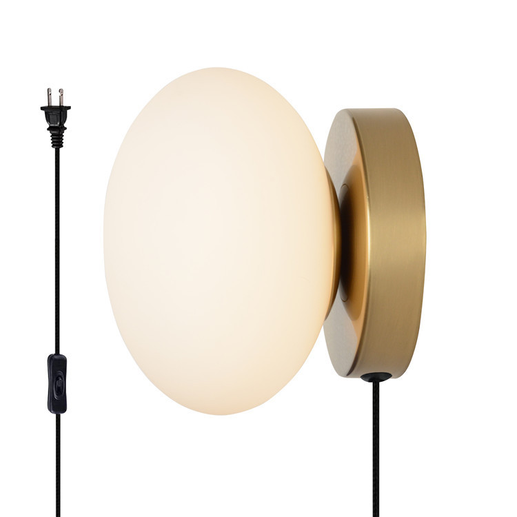 Modern minimalist wall lamp with plug bedside study aisle glass wall lamp decorative porch Ball wall lamp foreign trade lamp