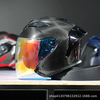 Lightweight Summer – Motosiklet kaskı (dəbilqə) - 3k-bright-black-transparent-gold-red-lens-m