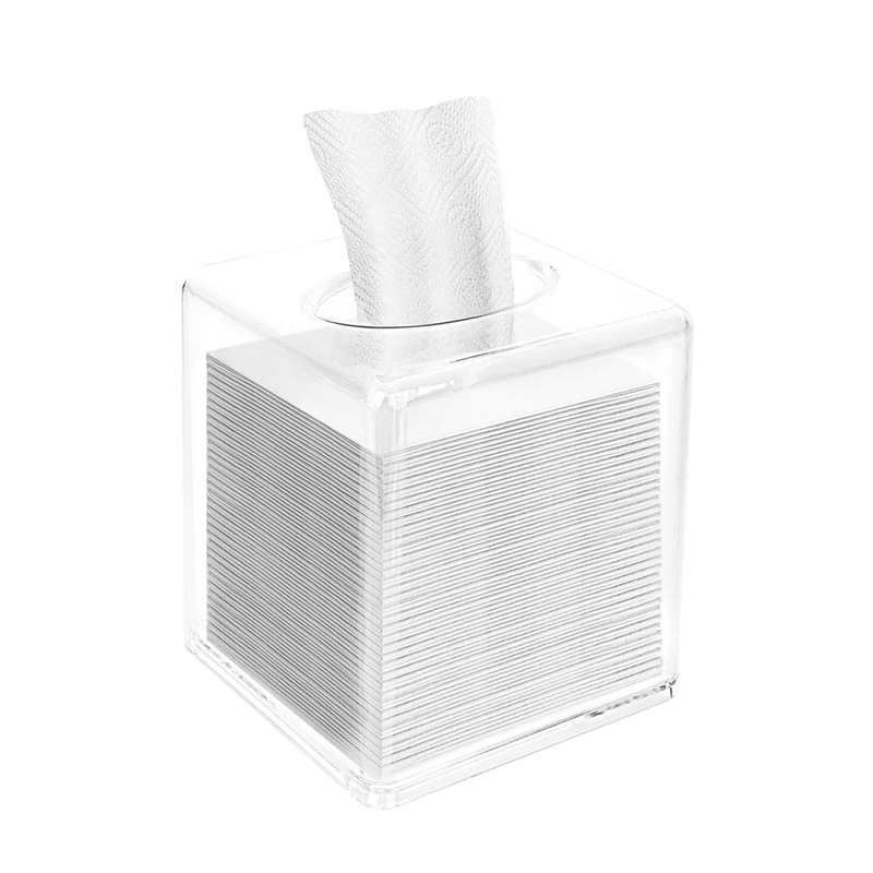 透明亚克力面部纸巾盒盖 浴室台面厨房抽屉专用 矩形抽纸盒带椭圆