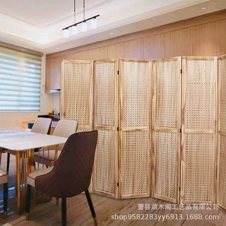 定制实木隔断简约客厅卧室移动折叠屏风隔断折叠洞洞板书架可定制
