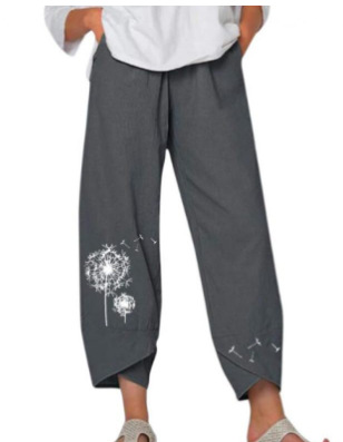 Lino de bambú 2023 nueva primavera suelta moda Impresión digital directa la fábrica pantalones casuales verano