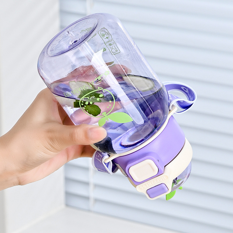 Nueva taza de paja portátil de dibujos animados para niños de verano, taza de agua de rebote de agua para bebés coloridos, taza de bebida deportiva para estudiantes