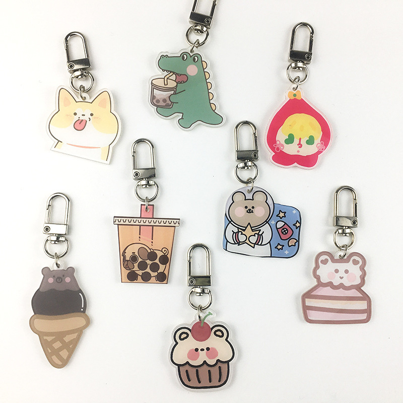 Cute Cartoon Bear Keychain Korean Girl Heart School Bag Pendant Bluetooth Headset Protective Cover Hanging Ornaments Wholesale