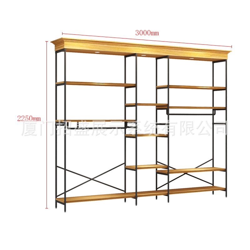 Tienda de ropa para hombres estante de exhibición percha pared montada en el piso Net tienda roja decoración colgante de pared estante para hombres