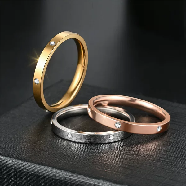 Popular Design 2.5mm Titanium Steel Diamond Ring Women INS Japan and South Korea Light Luxury Elegant Stainless Steel Couple Niche Diamond Ring