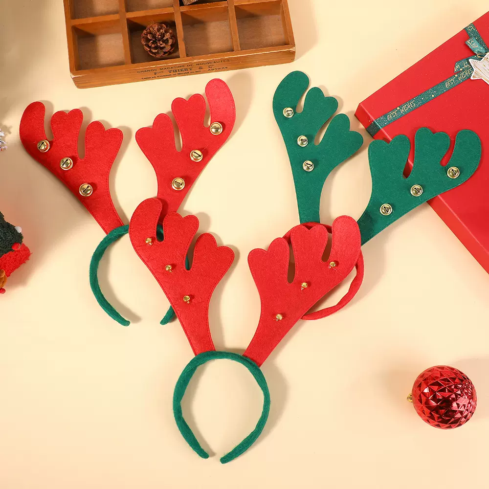 圣诞节鹿角头箍红色铃铛装饰品耳朵圣诞派对聚会道具用品派对必备