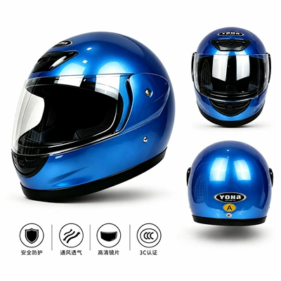 universal for all seasons, motorcycle safety – Motosiklet kaskı (dəbilqə) - blue-one-size-fits-all-55-58cm