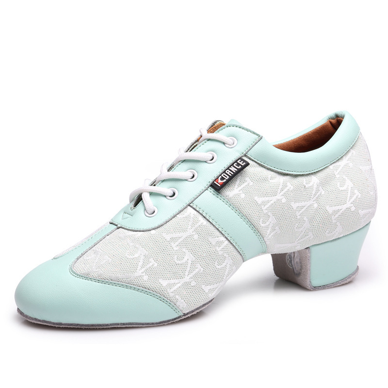 Women's latin Shoes mint pink professional adult Latin jazz ballroom tango waltz dance practise employs game indoor soft bottom shoes