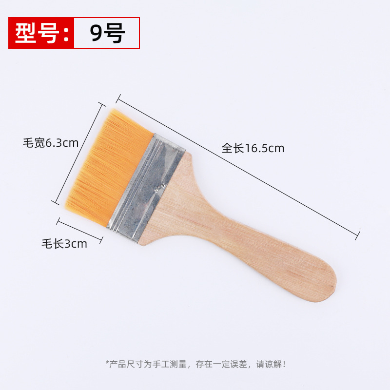 Cepillo de lana amarilla de nylon 1 pulgada 2 pulgadas 3 pulgadas cepillo de pintura de arte para niños cepillo de pintura a óleo de madera cepillo de barbacoa