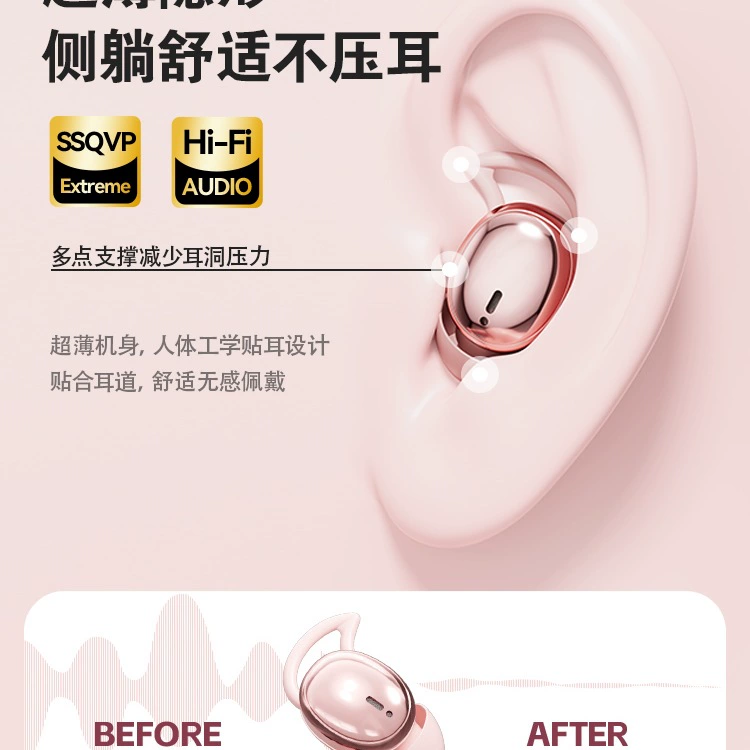 Новые 2025 года внутриканальные беспроводные Bluetooth-наушники для сна на боку, незаметные, с активным шумоподавлением и костной проводимостью
