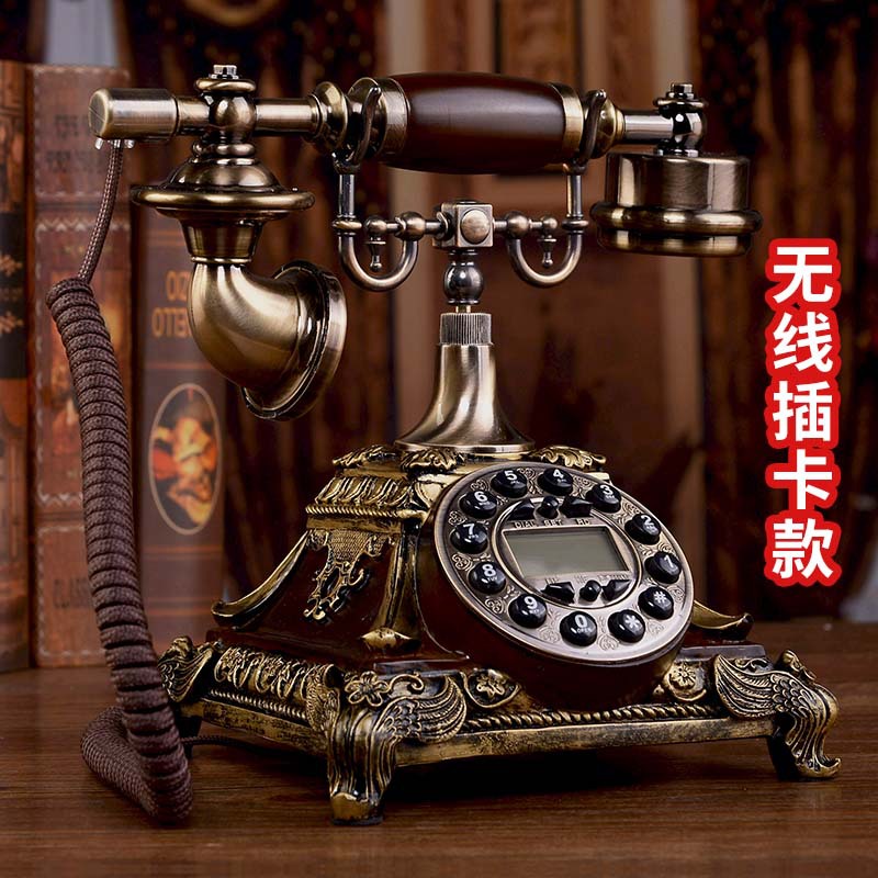欧式仿古无线插卡电话机复古座机家用办公按键款美式时尚创意电话