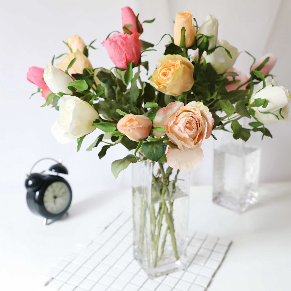 廠家跨境INS干燒單枝玫瑰仿真花假花綠植物批發婚慶裝飾品YC1029