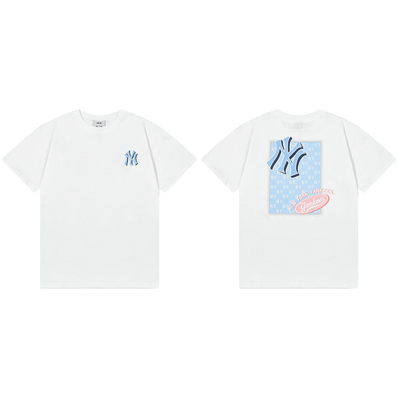 韓国新作MLBバックロゴ大プリントNY半袖Tシャツ男女兼用刺繍カジュアル半袖|undefined
