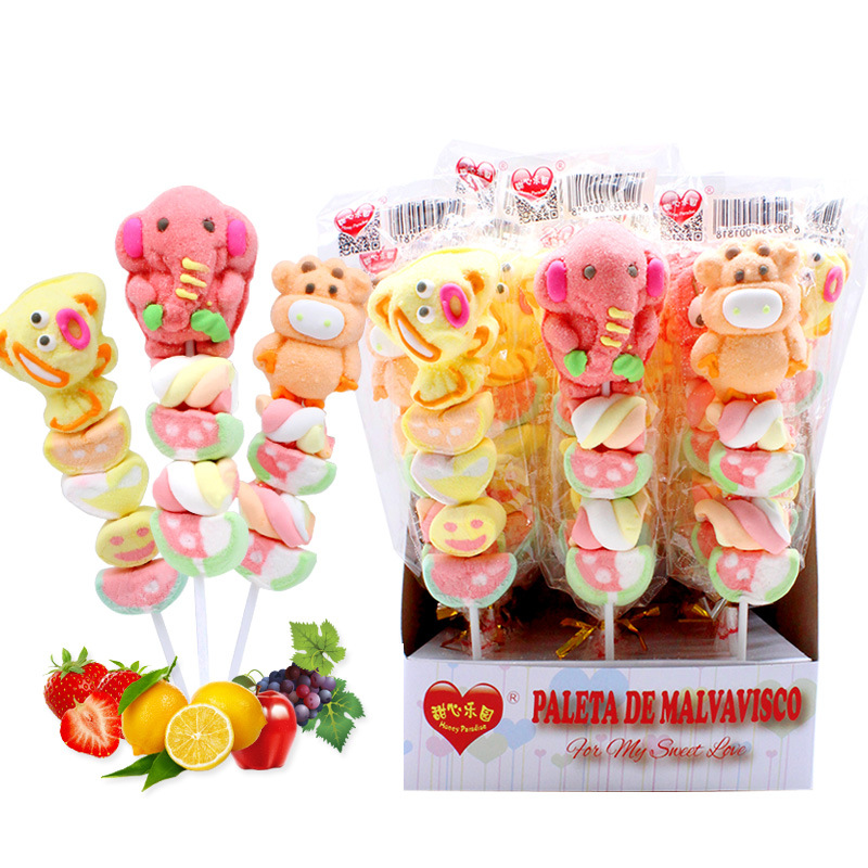 卡通棉花糖小動物棒棒糖串燒軟糖學校小賣鋪兒童零食聖誕糖果批發
