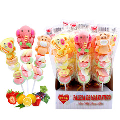 卡通棉花糖小動物棒棒糖串燒軟糖學校小賣鋪兒童零食聖誕糖果批發