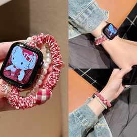 适用于苹果s11手表带iwatch1098765SE弹力发圈串珠华为GT6女小米9
