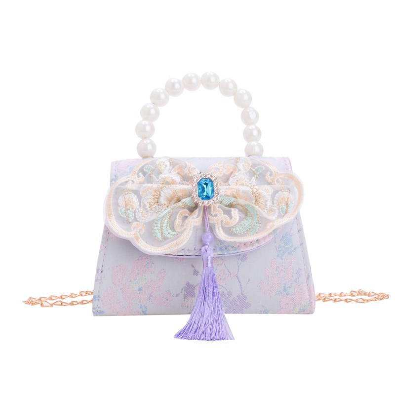 Bolso de hombro para niños caliente exquisito antiguo bolso de cambio para chicas lindas princesas al aire libre bolso de perlas casuales