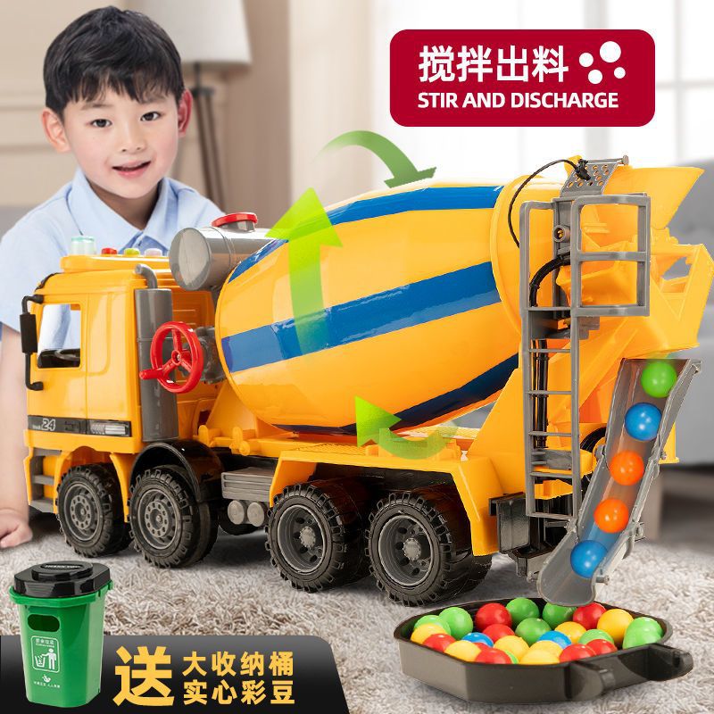 Large Cement Truck Mixer Truck Toy for Boys and Children, Concrete Tank Truck Crane Model