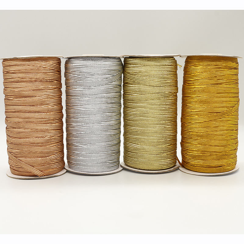 6mm金色银色笔记本松紧带 礼品包装带 高弹力扁带 弹力橡筋辅料