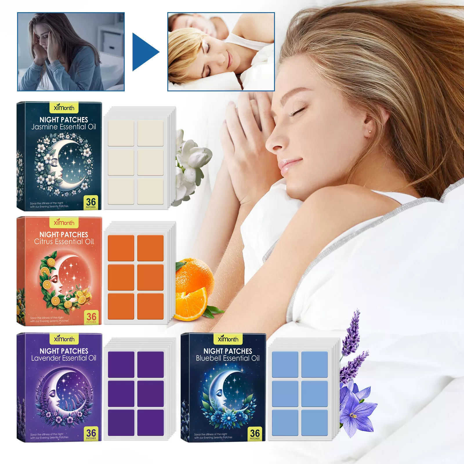Ximonth наклейка для сна Ночная наклейка с ароматом эфирного масла жасминовой лаванды цитрусовые синий ветер спящая наклейка