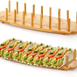 定制木质薄饼展示架W型卷饼架厨房工具节日派对卷饼玉米饼托盘