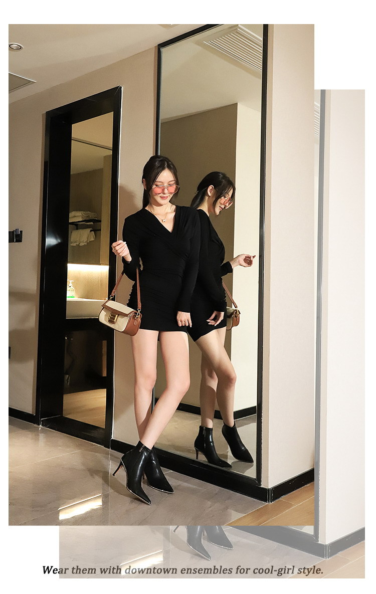 Smal klack med hög klack och dragkedja i sidan, spetsiga rhine-borrstövlar för kvinnor_voghion.com