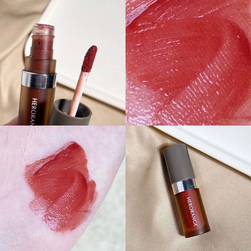 HERORANGE bright water mirror lip glaze, clear and hydrating plump lips, long-lasting, not easy to fade, whitening lipstick