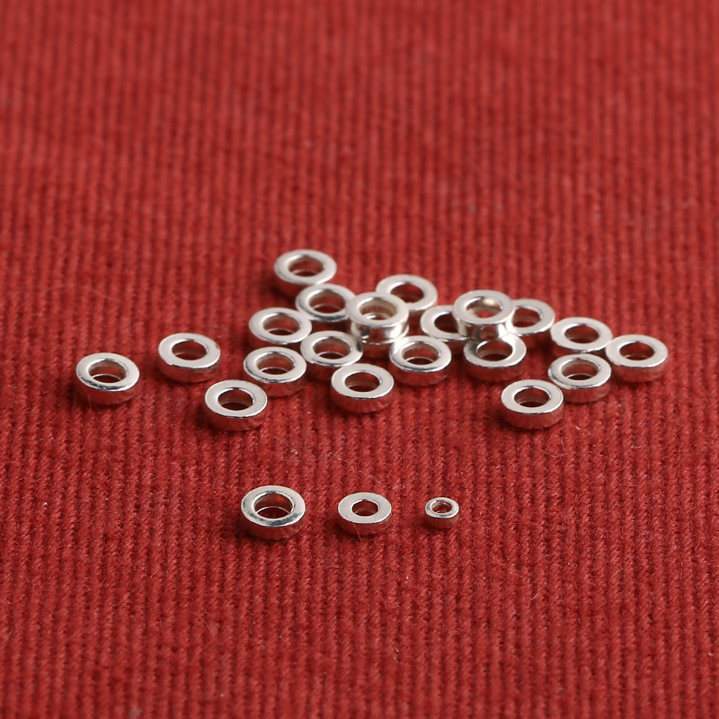 S925 Silver Straight Cut Spacer Large Hole Spacer Beads Plain Silver DIY Pendant Pendant Jewelry Accessories